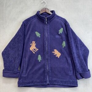 Vtg Cottagecore Northern Reflections Sz L Embroidered Novelty Cardigan/Sweater